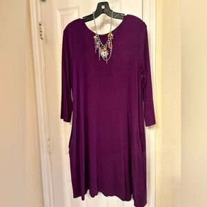 Ladies Size Medium Eggplant Color Dress w/Pockets
